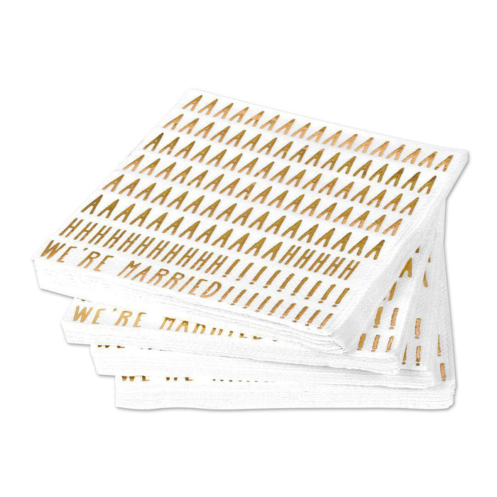 We're Married Funny Cocktail Napkins-Set of 50-Andaz Press-Gold-