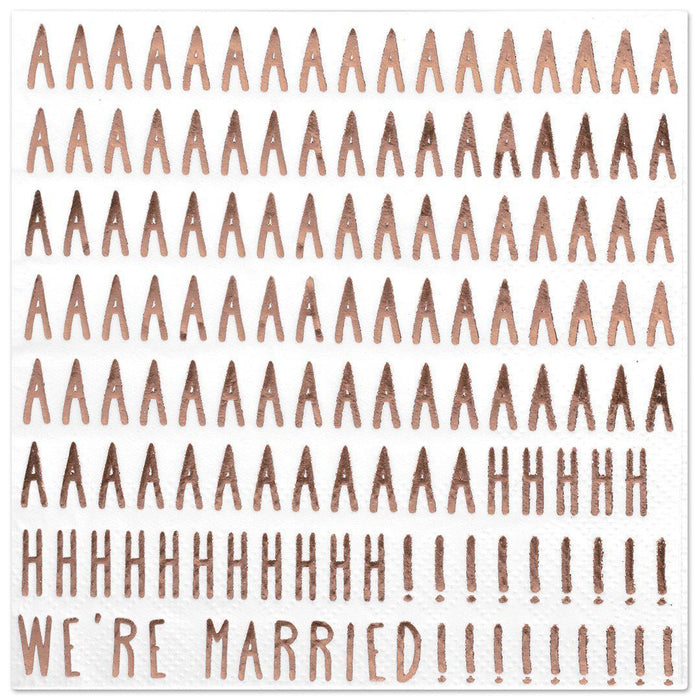 We're Married Funny Cocktail Napkins-Set of 50-Andaz Press-Rose Gold-