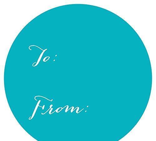 Whimsical To/From Circle Gift Labels-Set of 40-Andaz Press-Aqua-