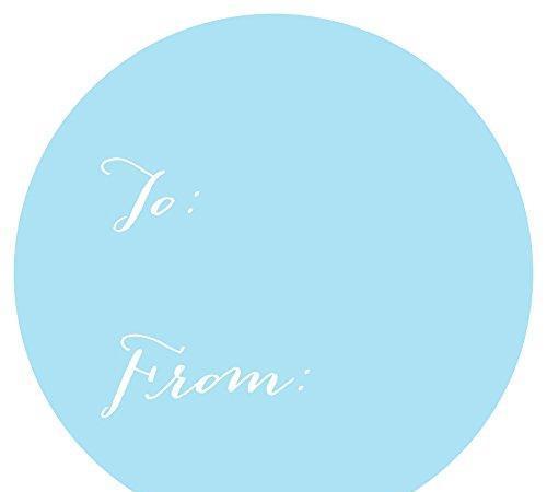 Whimsical To/From Circle Gift Labels-Set of 40-Andaz Press-Baby Blue-