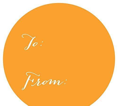 Whimsical To/From Circle Gift Labels-Set of 40-Andaz Press-Orange-