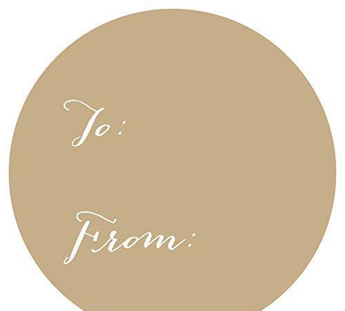 Whimsical To/From Circle Gift Labels-Set of 40-Andaz Press-Tan-