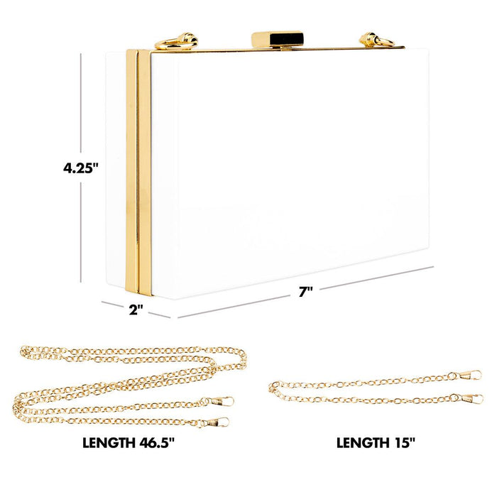 Koyal Wholesale Blank White Acrylic Clutch Purse for Women with Gold  Removable Metal Chain, 1-Pack 