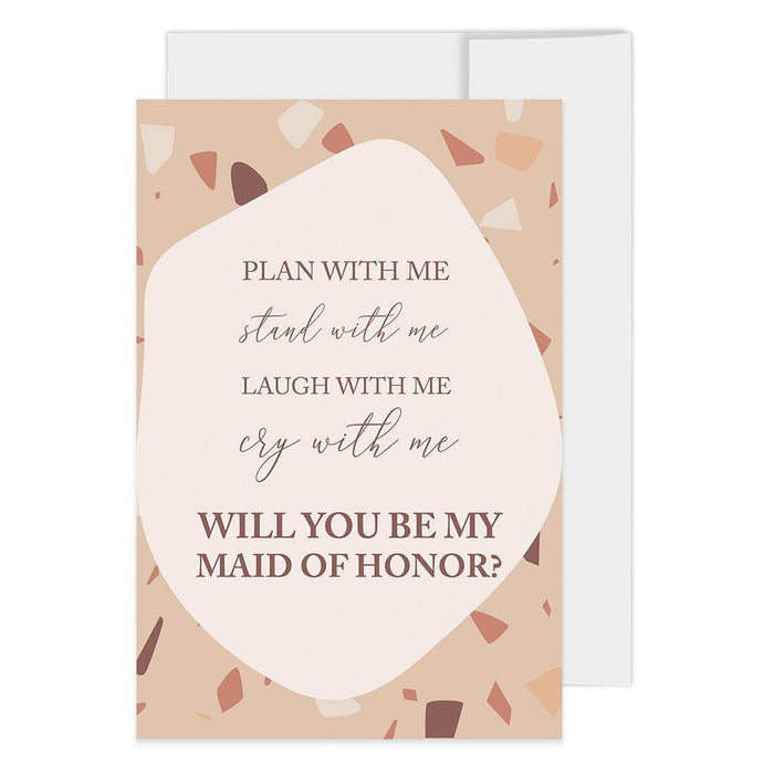 Will You Be My Bridesmaid Proposal Cards with Envelopes-Set of 16-Andaz Press-Geometric Greenery Design-