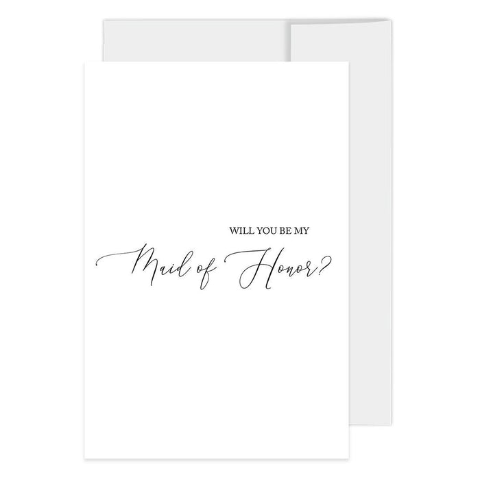 Will You Be My Bridesmaid Proposal Cards with Envelopes-Set of 16-Andaz Press-Minimal Black Design-