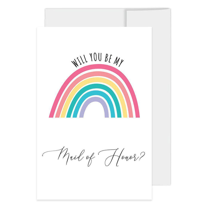 Will You Be My Bridesmaid Proposal Cards with Envelopes-Set of 16-Andaz Press-Rainbow Design-