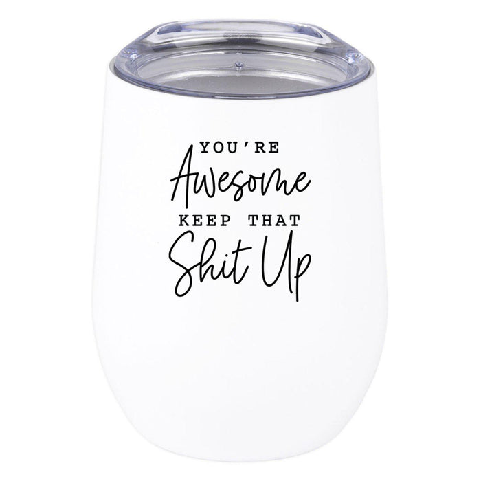 Wine Tumbler with Lid 12 Oz Stemless Stainless Steel Insulated Tumbler-Set of 1-Andaz Press-Awesome Social Worker Looks Like-
