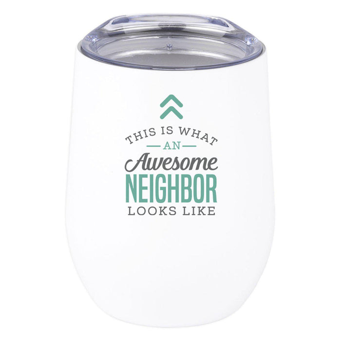 Wine Tumbler with Lid 12 Oz Stemless Stainless Steel Insulated Tumbler-Set of 1-Andaz Press-Awesome Social Worker Looks Like-