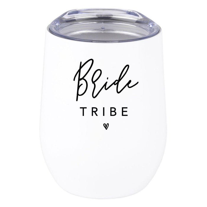 Wine Tumbler with Lid Stemless Stainless Steel Insulated Gift for Wedding Engagement Bridal Shower Gifts-Set of 1-Andaz Press-Bride-