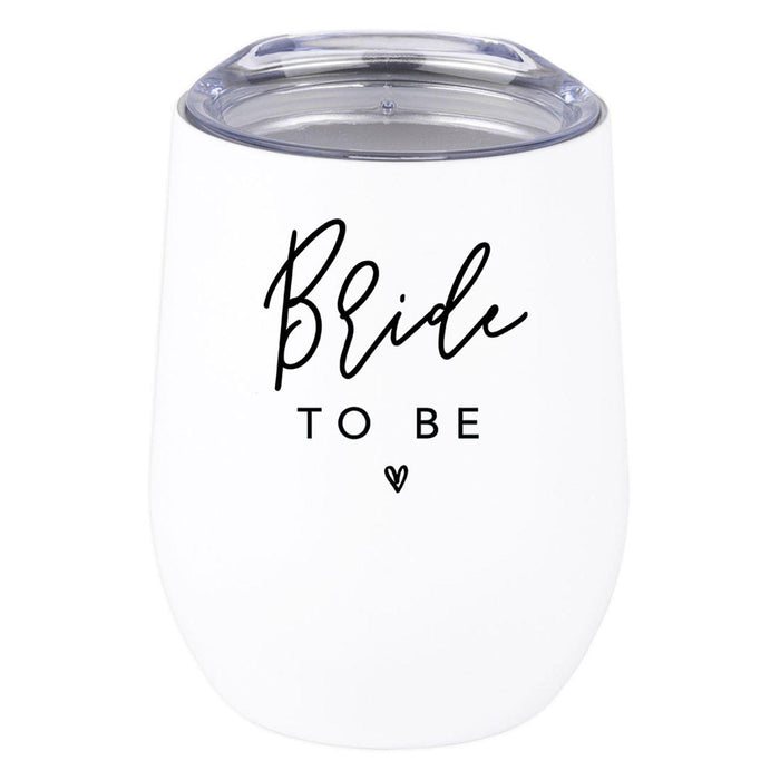 Wine Tumbler with Lid Stemless Stainless Steel Insulated Gift for Wedding Engagement Bridal Shower Gifts-Set of 1-Andaz Press-Bride To Be-