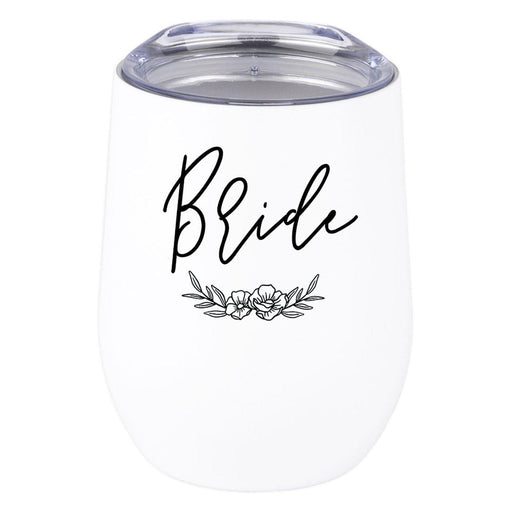 Wine Tumbler with Lid Stemless Stainless Steel Insulated Gift for Wedding Engagement Bridal Shower Gifts-Set of 1-Andaz Press-Bride-