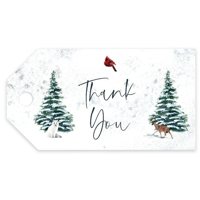 Winter Snowy Woodland Forest Watercolor Baby Shower Party, Classic Gift Tags, Baby Shower Favors-Set of 20-Andaz Press-Thank You-