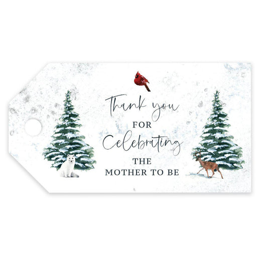 Winter Snowy Woodland Forest Watercolor Baby Shower Party, Classic Gift Tags, Baby Shower Favors-Set of 20-Andaz Press-Mother to Be-