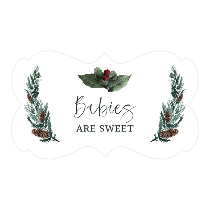 Winter Snowy Woodland Forest Watercolor Baby Shower Party, Fancy Frame Label Stickers, Winter Baby Shower Favor Labels-Set of 36-Andaz Press-Babies are Sweet-