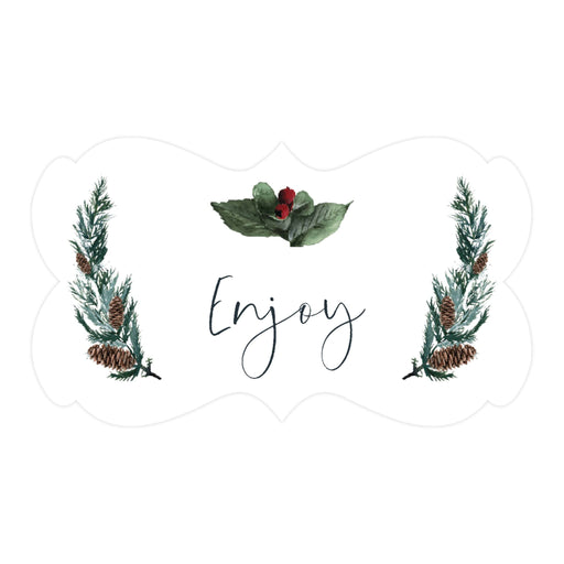 Winter Snowy Woodland Forest Watercolor Baby Shower Party, Fancy Frame Label Stickers, Winter Baby Shower Favor Labels-Set of 36-Andaz Press-Enjoy Fancy-