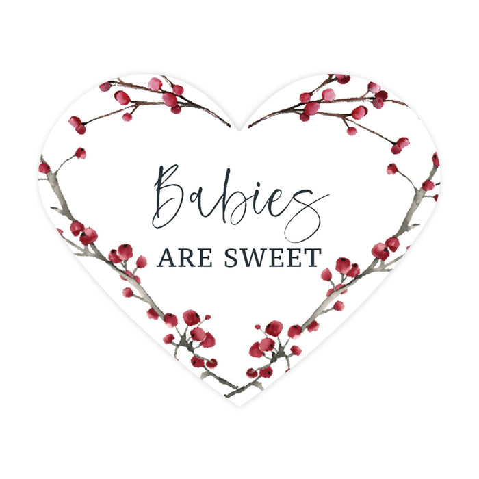 Winter Snowy Woodland Forest Watercolor Baby Shower Party, Heart Label Stickers, Winter Baby Shower Favor Labels-Set of 75-Andaz Press-Babies are Sweet-