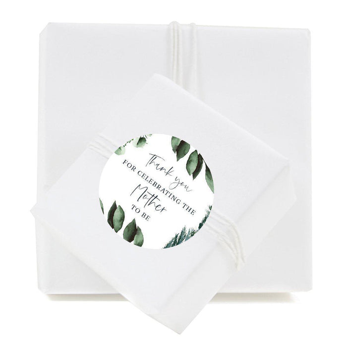Winter Snowy Woodland Forest Watercolor Baby Shower Party Round Circle Label Stickers, Favors-Set of 40-Andaz Press-Mother to Be-