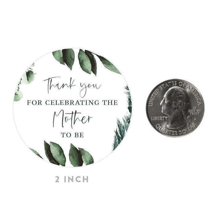 Winter Snowy Woodland Forest Watercolor Baby Shower Party Round Circle Label Stickers, Favors-Set of 40-Andaz Press-Mother to Be-