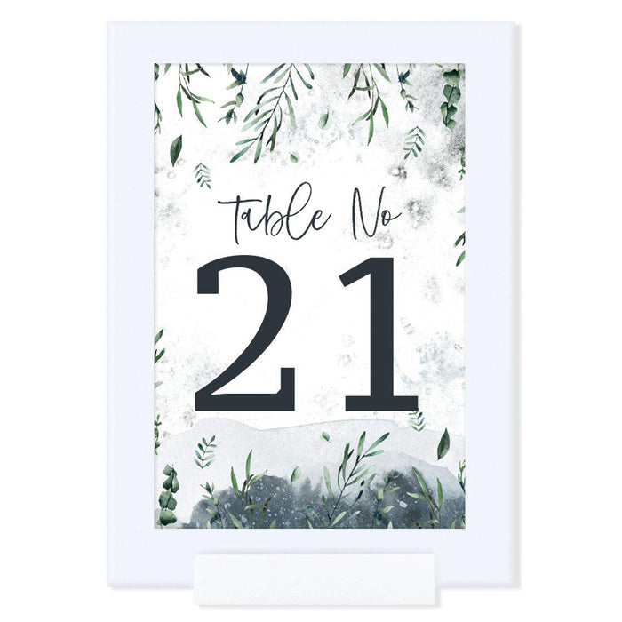 Winter Snowy Woodland Forest Watercolor Baby Shower Party, Table Numbers on Perforated Paper, Single-Sided-Set of 1-Andaz Press-Table Numbers 21-40-