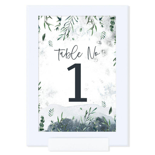 Winter Snowy Woodland Forest Watercolor Baby Shower Party, Table Numbers on Perforated Paper, Single-Sided-Set of 1-Andaz Press-Table Numbers 1-20-