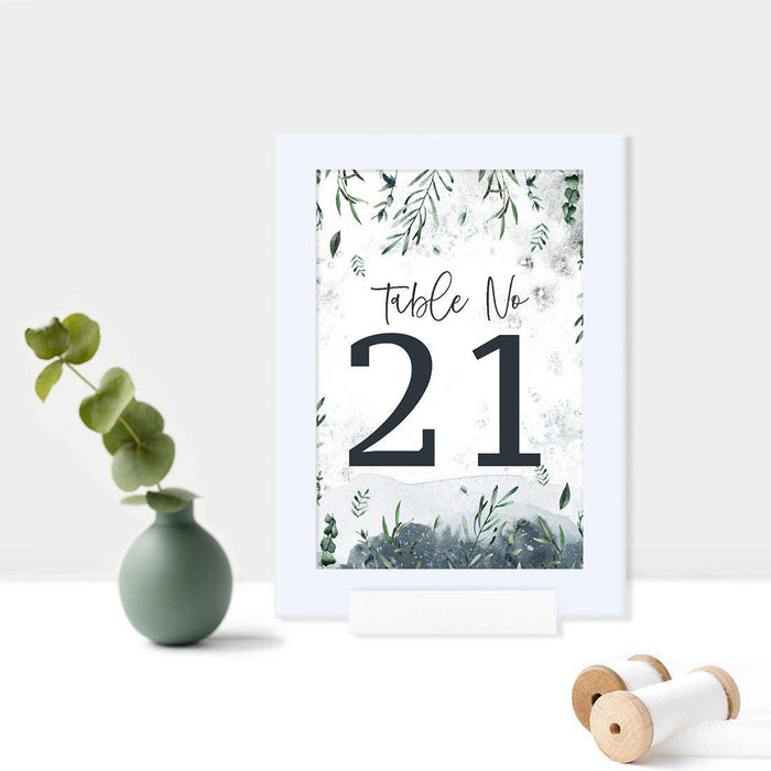 Winter Snowy Woodland Forest Watercolor Wedding Collection, Table Numbers on Perforated Paper, Single-Sided-Set of 1-Andaz Press-Table Numbers 1-20-