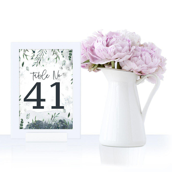 Winter Snowy Woodland Forest Watercolor Wedding Collection, Table Numbers on Perforated Paper, Single-Sided-Set of 1-Andaz Press-Table Numbers 1-20-