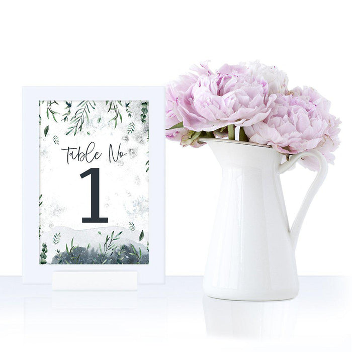 Winter Snowy Woodland Forest Watercolor Wedding Collection, Table Numbers on Perforated Paper, Single-Sided-Set of 1-Andaz Press-Table Numbers 1-20-