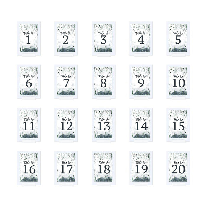 Winter Snowy Woodland Forest Watercolor Wedding Collection, Table Numbers on Perforated Paper, Single-Sided-Set of 1-Andaz Press-Table Numbers 1-20-