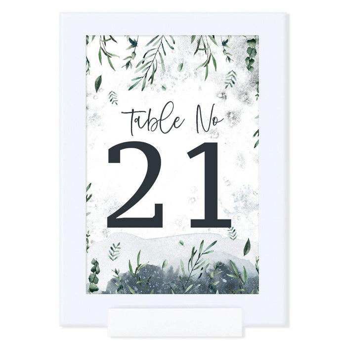Winter Snowy Woodland Forest Watercolor Wedding Collection, Table Numbers on Perforated Paper, Single-Sided-Set of 1-Andaz Press-Table Numbers 1-20-