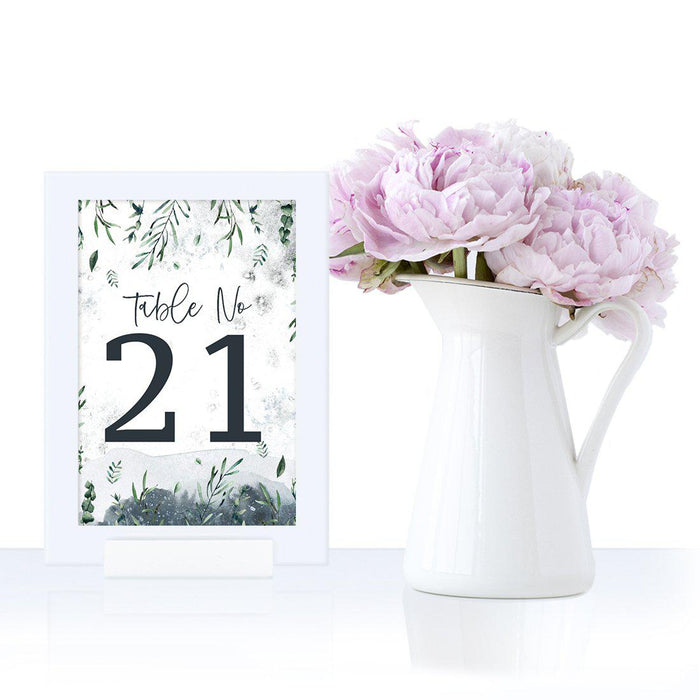 Winter Snowy Woodland Forest Watercolor Wedding Collection, Table Numbers on Perforated Paper, Single-Sided-Set of 1-Andaz Press-Table Numbers 1-20-