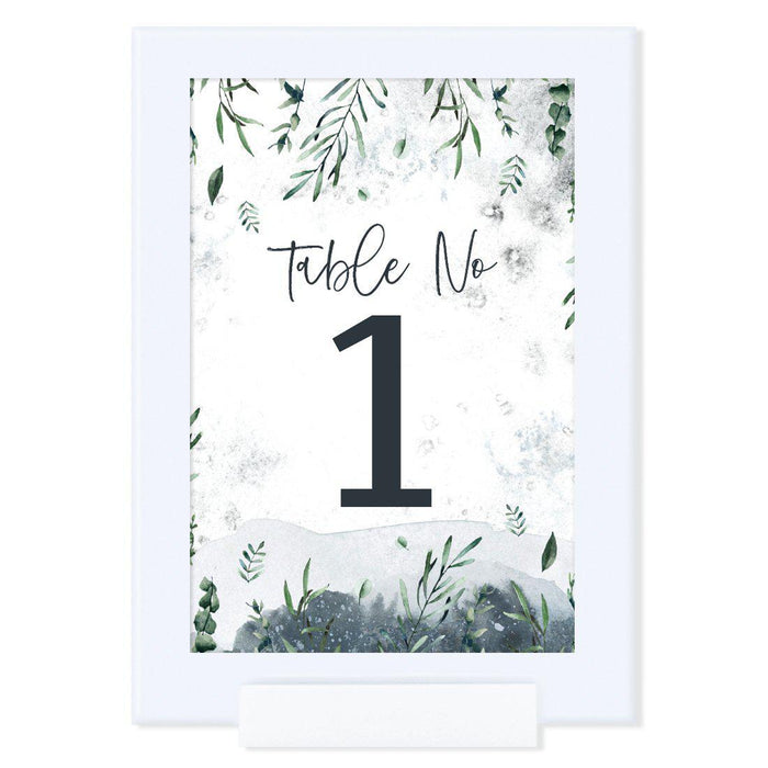 Winter Snowy Woodland Forest Watercolor Wedding Collection, Table Numbers on Perforated Paper, Single-Sided-Set of 1-Andaz Press-Table Numbers 1-20-