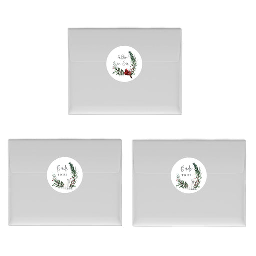 Winter Snowy Woodland Forest Watercolor Wedding Party Collection Chocolate Drop Label Stickers Trio Bride to Be Fits Hersheys Kisses-Set of 240-Andaz Press-