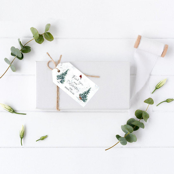 Winter Snowy Woodland Forest Watercolor Wedding Party Collection, Classic Gift Tags, Wedding Favor Tags-Set of 20-Andaz Press-Thank You for Celebrating-
