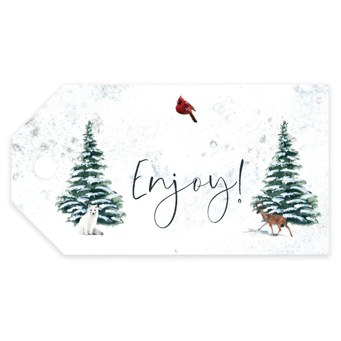 Winter Snowy Woodland Forest Watercolor Wedding Party Collection, Classic Gift Tags, Wedding Favor Tags-Set of 20-Andaz Press-Enjoy-