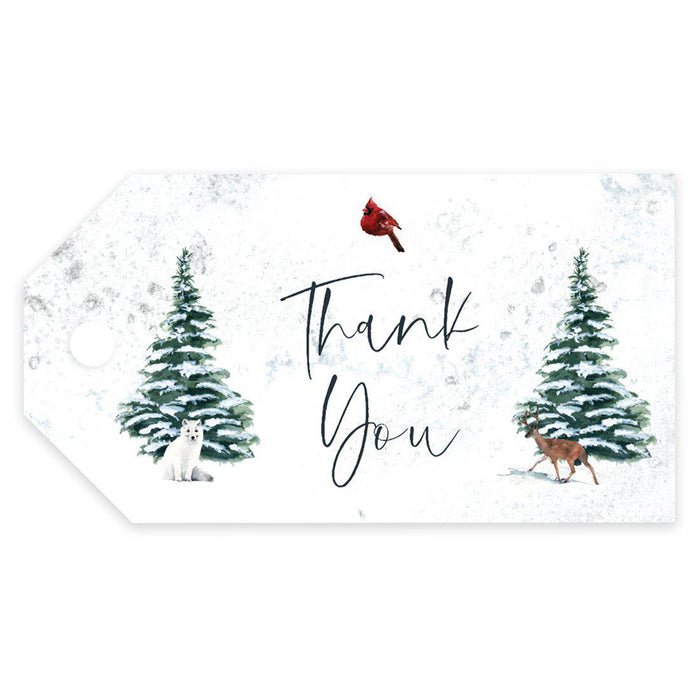 Winter Snowy Woodland Forest Watercolor Wedding Party Collection, Classic Gift Tags, Wedding Favor Tags-Set of 20-Andaz Press-Thank You-