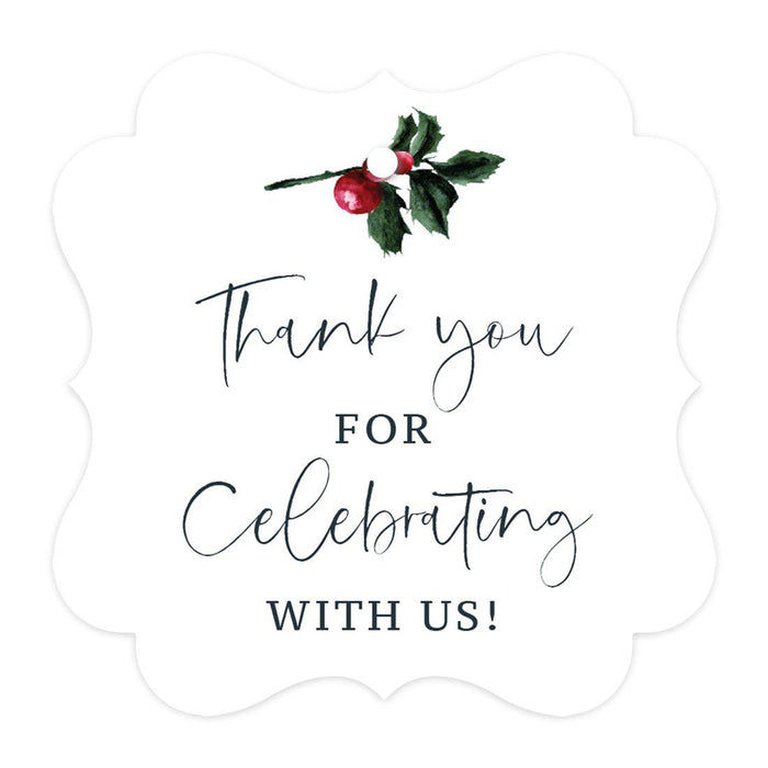 Winter Snowy Woodland Forest Watercolor Wedding Party Collection, Fancy Frame Gift Tags, Wedding Favor Tags-Set of 24-Andaz Press-Thank You for Celebrating-