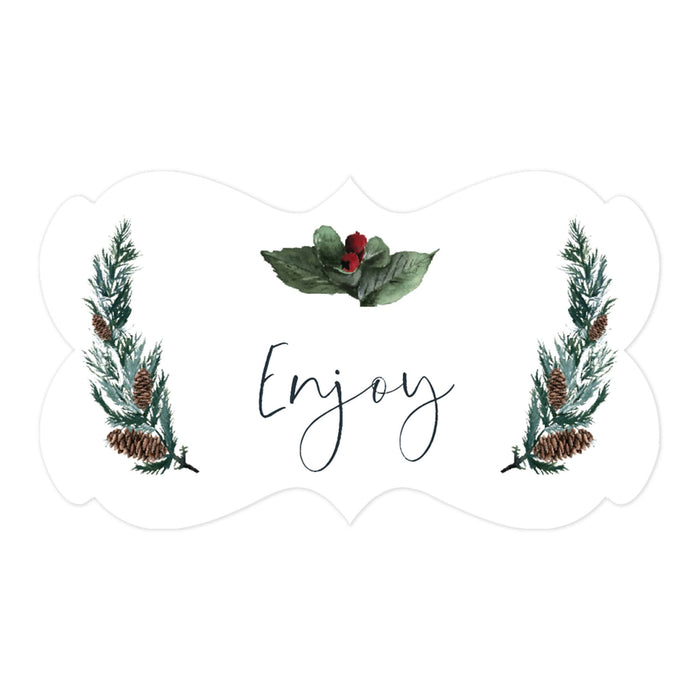 Winter Snowy Woodland Forest Watercolor Wedding Party Collection, Fancy Frame Label Stickers, Wedding Favor Label Stickers-Set of 36-Andaz Press-Cheers-