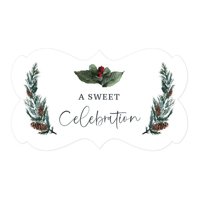 Winter Snowy Woodland Forest Watercolor Wedding Party Collection, Fancy Frame Label Stickers, Wedding Favor Label Stickers-Set of 36-Andaz Press-Celebration-