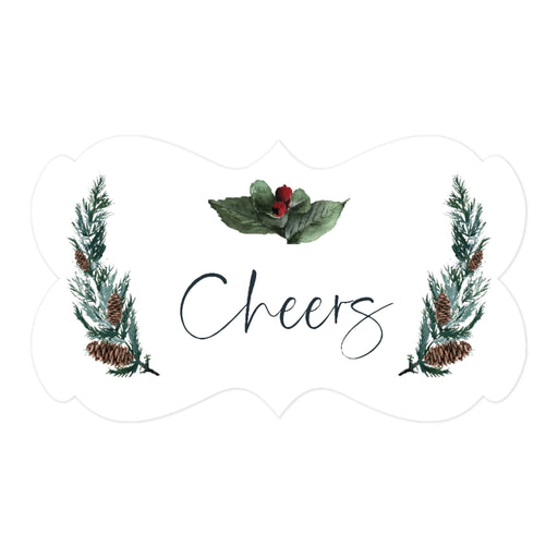 Winter Snowy Woodland Forest Watercolor Wedding Party Collection, Fancy Frame Label Stickers, Wedding Favor Label Stickers-Set of 36-Andaz Press-Cheers-