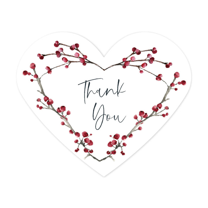 Winter Snowy Woodland Forest Watercolor Wedding Party Collection, Heart Label Stickers, Wedding Favor Label Stickers-Set of 75-Andaz Press-Cheers-