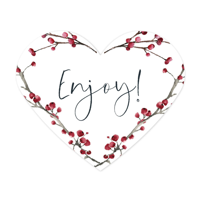 Winter Snowy Woodland Forest Watercolor Wedding Party Collection, Heart Label Stickers, Wedding Favor Label Stickers-Set of 75-Andaz Press-Cheers-