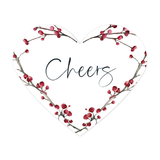 Winter Snowy Woodland Forest Watercolor Wedding Party Collection, Heart Label Stickers, Wedding Favor Label Stickers-Set of 75-Andaz Press-Cheers-