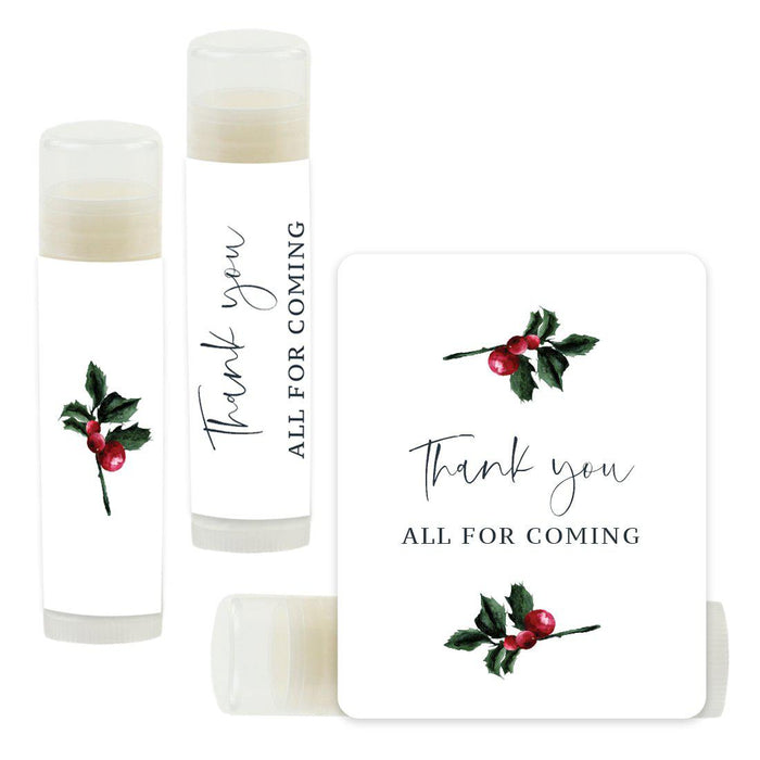 Winter Snowy Woodland Forest Watercolor Wedding Party Collection, Lip Balm Party Favors, Thank You All for Coming-Set of 12-Andaz Press-