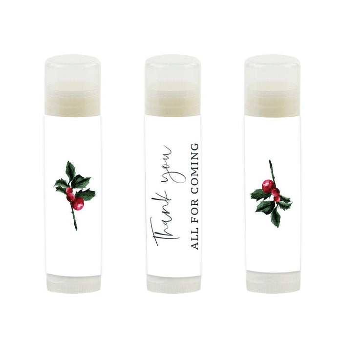 Winter Snowy Woodland Forest Watercolor Wedding Party Collection, Lip Balm Party Favors, Thank You All for Coming-Set of 12-Andaz Press-