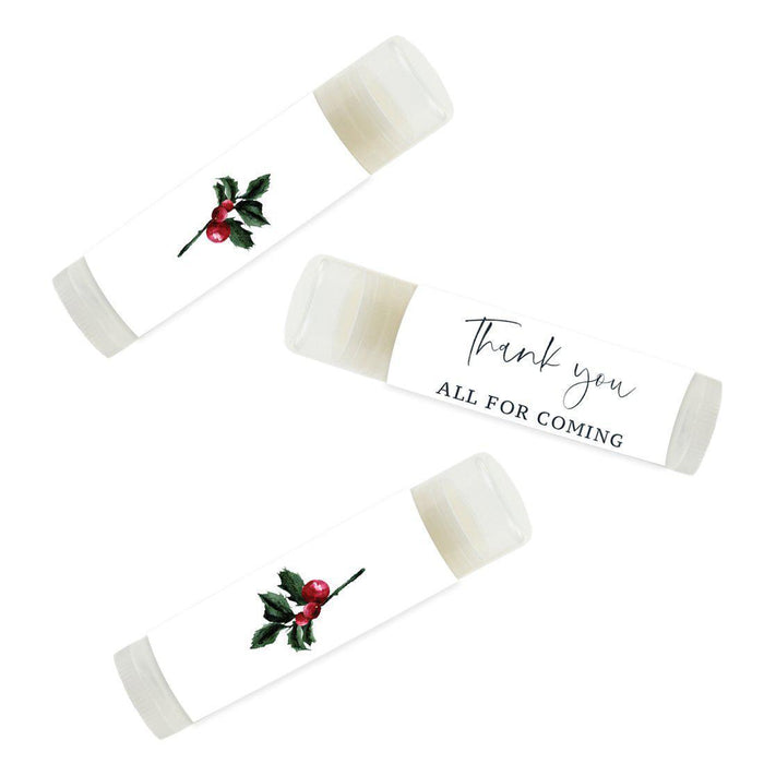 Winter Snowy Woodland Forest Watercolor Wedding Party Collection, Lip Balm Party Favors, Thank You All for Coming-Set of 12-Andaz Press-