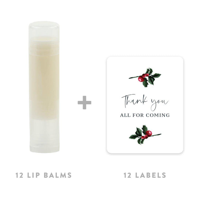Winter Snowy Woodland Forest Watercolor Wedding Party Collection, Lip Balm Party Favors, Thank You All for Coming-Set of 12-Andaz Press-