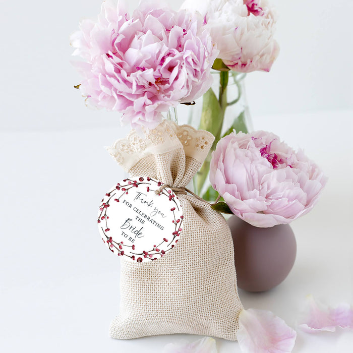 Winter Snowy Woodland Forest Watercolor Wedding Party Collection, Round Circle Gift Tags, Wedding Favor Tags-Set of 24-Andaz Press-Thank You for Celebrating-