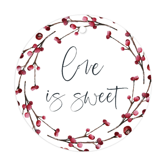 Winter Snowy Woodland Forest Watercolor Wedding Party Collection, Round Circle Gift Tags, Wedding Favor Tags-Set of 24-Andaz Press-Love-