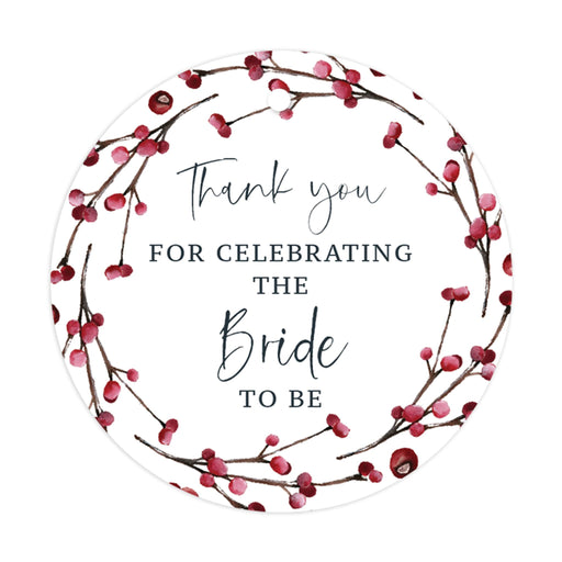 Winter Snowy Woodland Forest Watercolor Wedding Party Collection, Round Circle Gift Tags, Wedding Favor Tags-Set of 24-Andaz Press-Thank You for Celebrating-