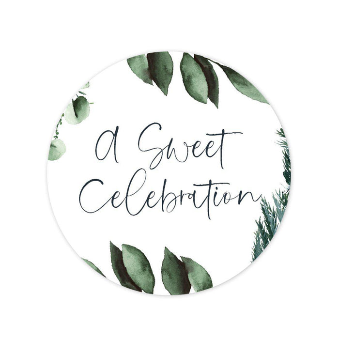 Winter Snowy Woodland Forest Watercolor Wedding Party Collection, Round Circle Label Stickers-Set of 40-Andaz Press-Celebration-